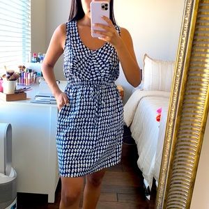 Dress with Pockets Sleeveless Blue & White